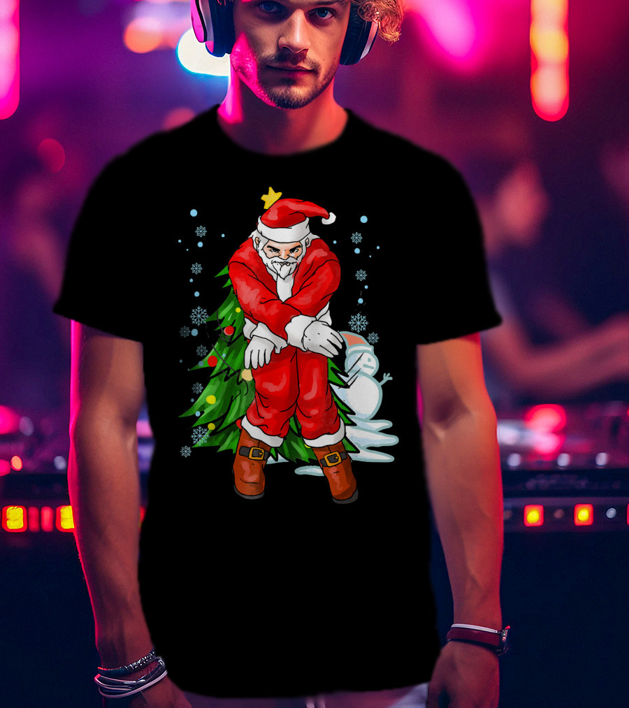 Santa Claus Funny Dance Holiday Christmas Tree Snowman T-Shirt