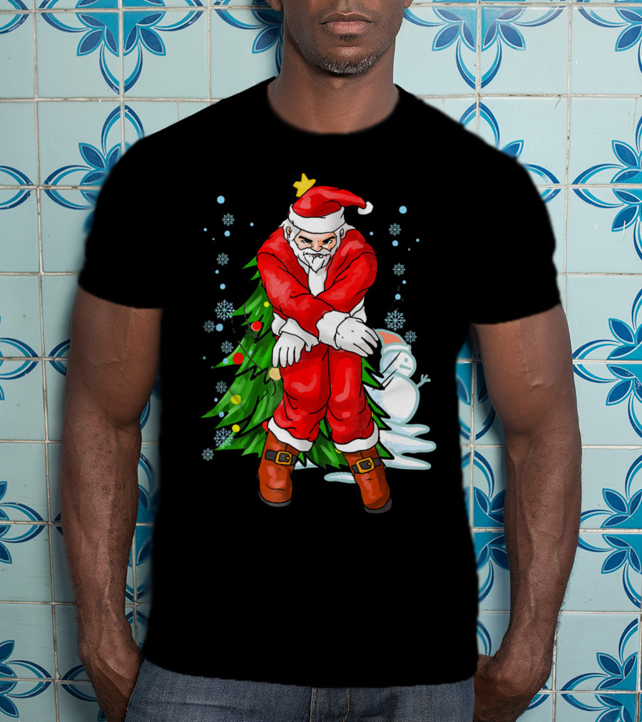 Santa Claus Funny Dance Holiday Christmas Tree Snowman T-Shirt