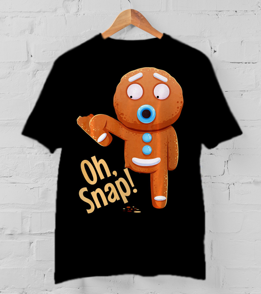 Oh Snap Gingerbread Cookie Cartoon With Missing Leg And Shocked Expression T-Shirt