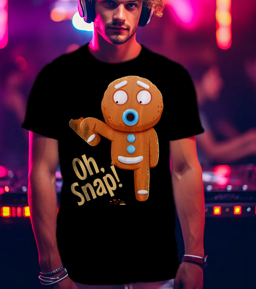 Oh Snap Gingerbread Cookie Cartoon With Missing Leg And Shocked Expression T-Shirt