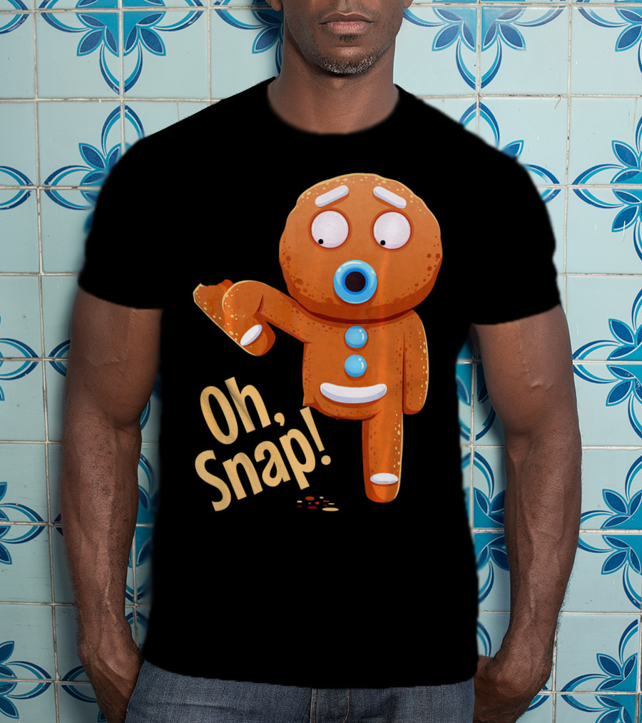 Oh Snap Gingerbread Cookie Cartoon With Missing Leg And Shocked Expression T-Shirt