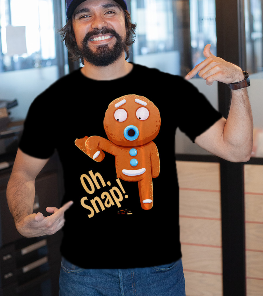 Oh Snap Gingerbread Cookie Cartoon With Missing Leg And Shocked Expression T-Shirt