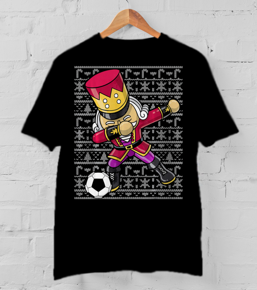 Dabbing Nutcracker Soccer Dab Ugly Christmas T-Shirt