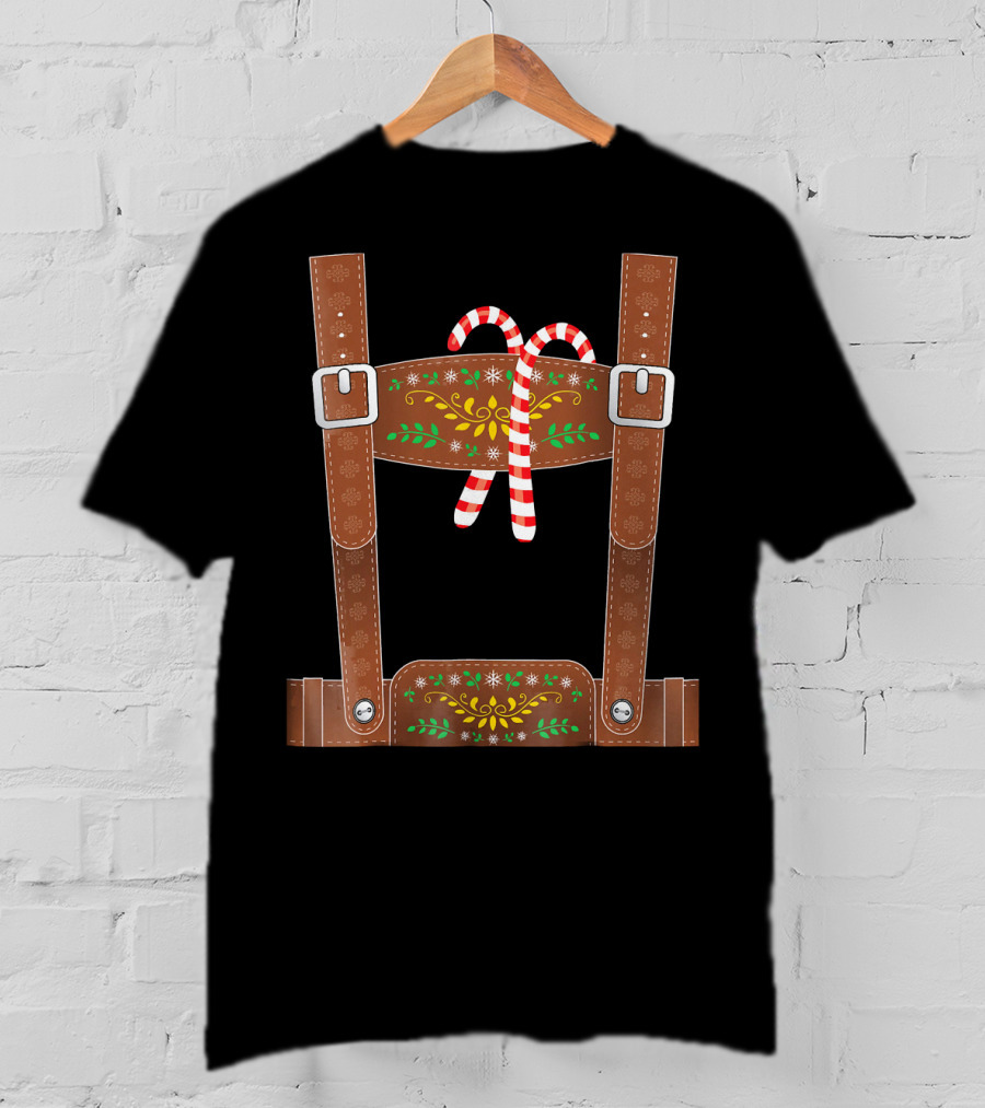 Christmas Elf Lederhosen Candy Cane T-Shirt