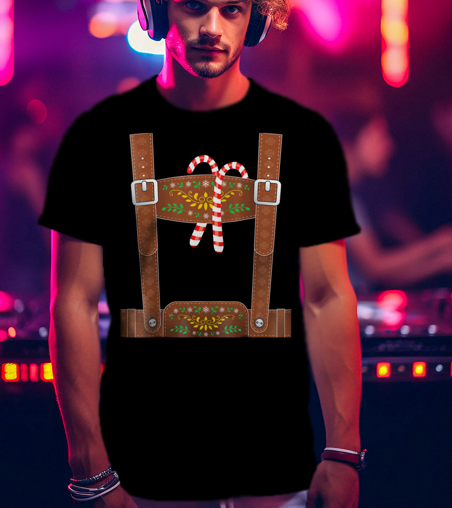 Christmas Elf Lederhosen Candy Cane T-Shirt