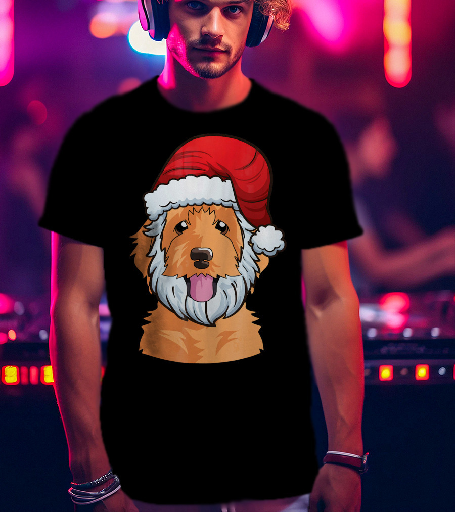 Golden Doodle Funny Santa Claus Dog Holiday Humor T-Shirt