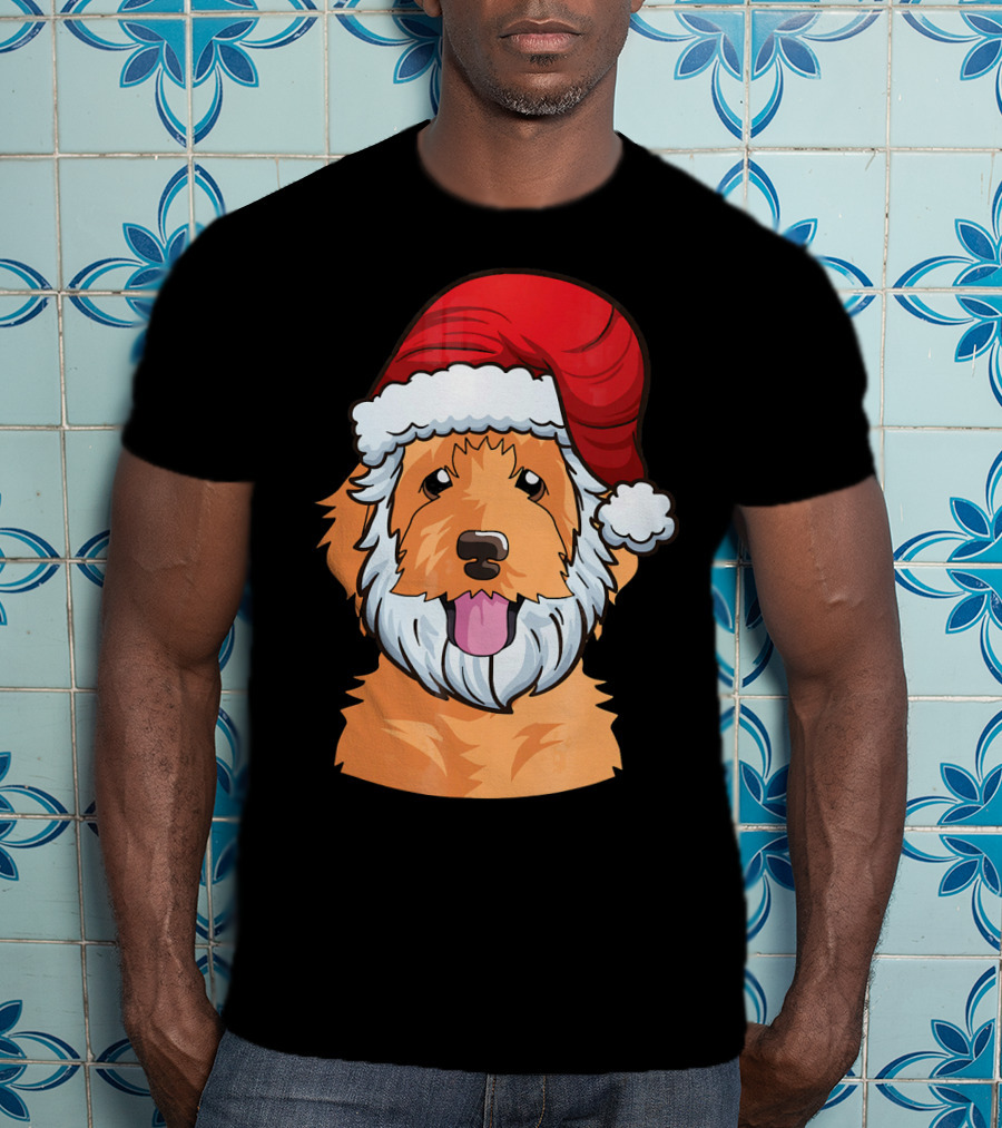 Golden Doodle Funny Santa Claus Dog Holiday Humor T-Shirt