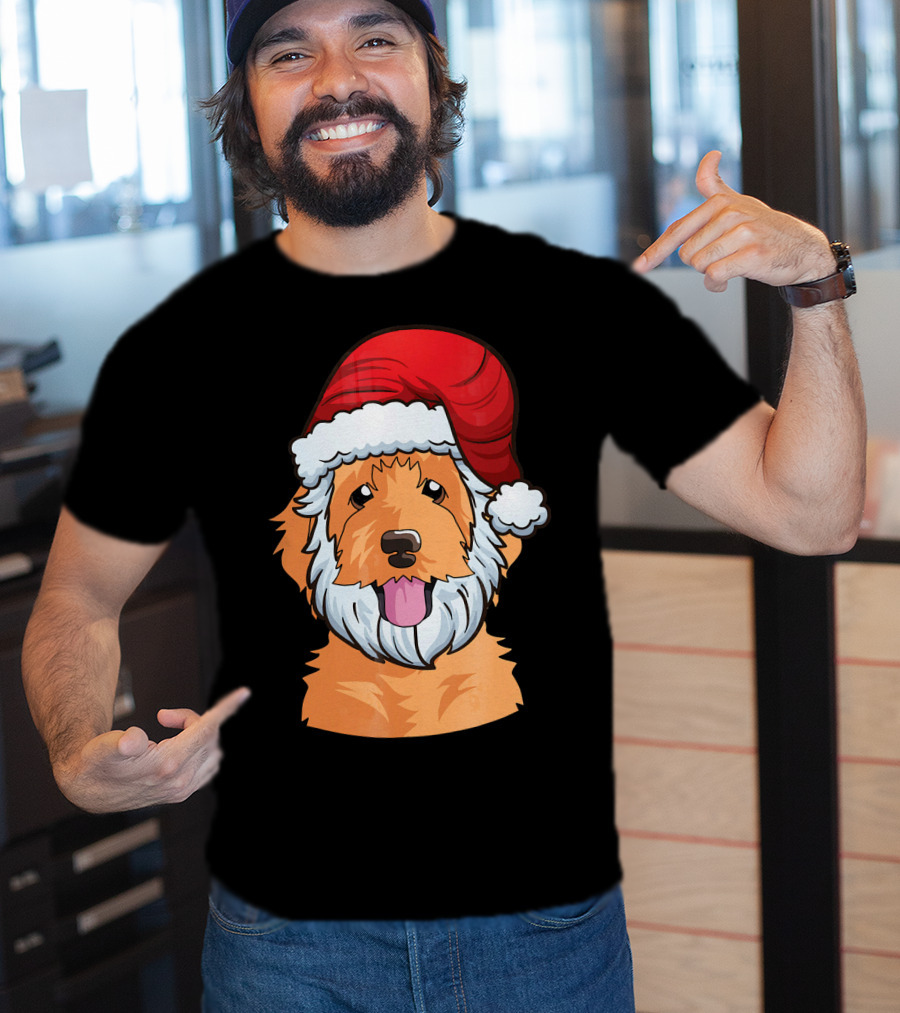 Golden Doodle Funny Santa Claus Dog Holiday Humor T-Shirt