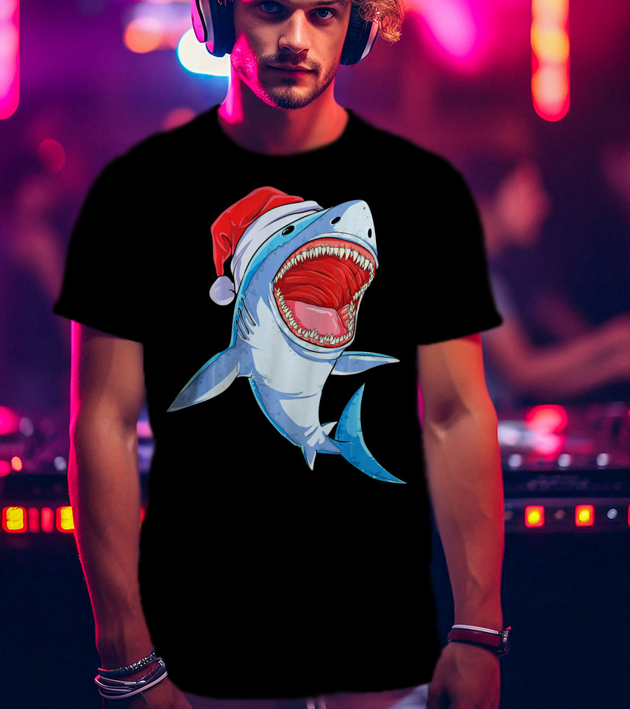 Christmas Kids Santa Shark T-Shirt
