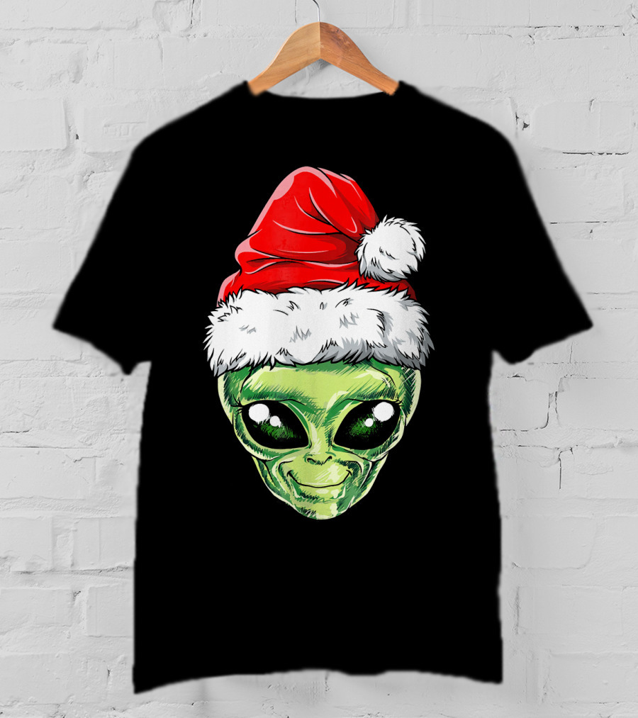 Alien Santa Christmas Hat T-Shirt