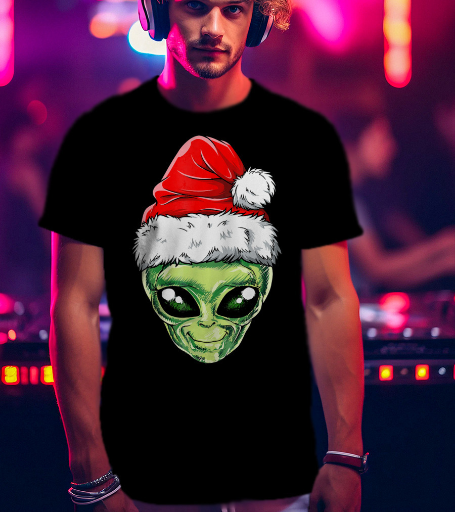 Alien Santa Christmas Hat T-Shirt