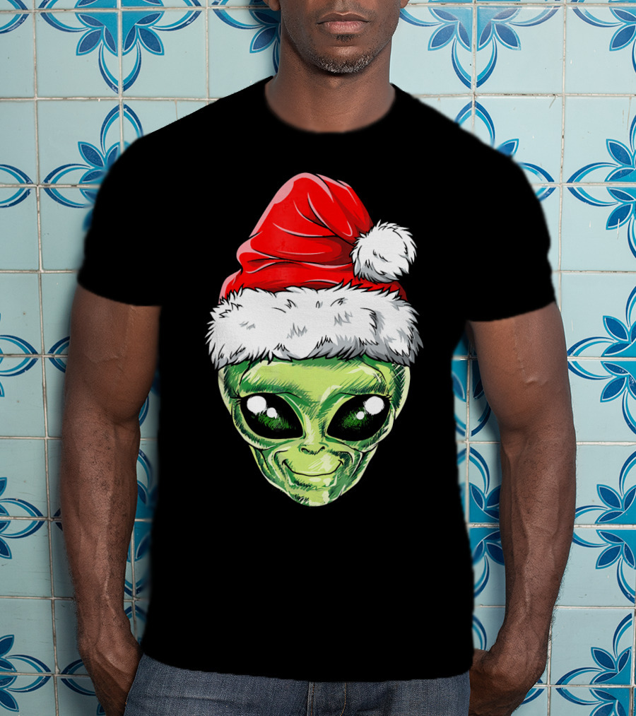 Alien Santa Christmas Hat T-Shirt