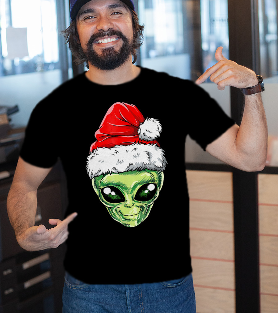 Alien Santa Christmas Hat T-Shirt