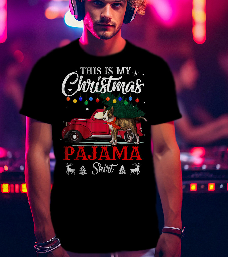 This Is My Christmas Pajama Shirt Vintage Truck Dog Holiday Lights T-Shirt