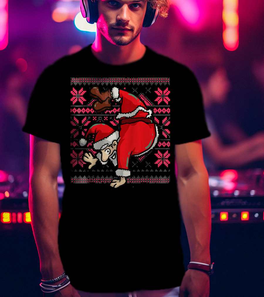 Ugly Christmas Santa Handstand T-Shirt
