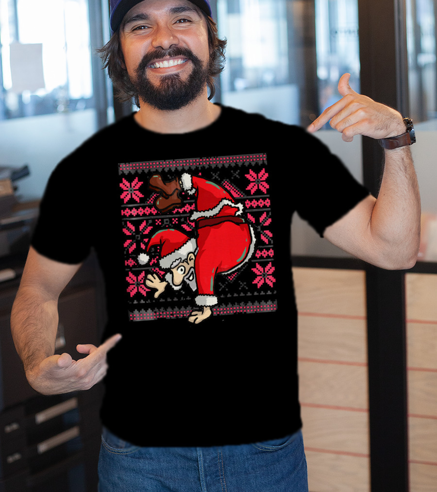 Ugly Christmas Santa Handstand T-Shirt