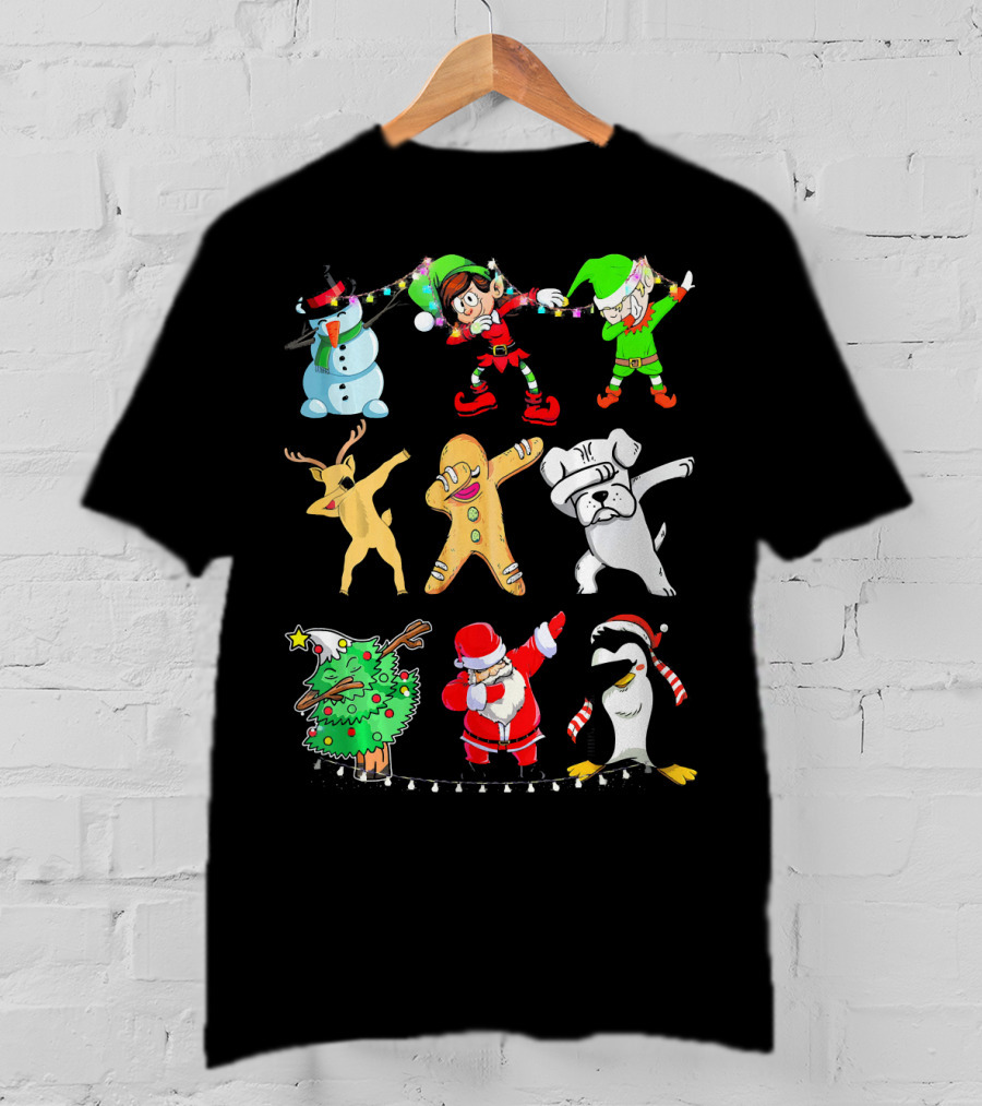 Dabbing Santa Elf Snowman Reindeer Dog Gingerbread Tree Penguin T-Shirt