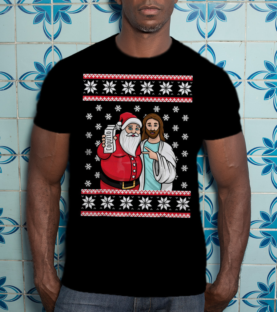 Christmas Drinking Party Santa Jesus Cheers Coq T-Shirt