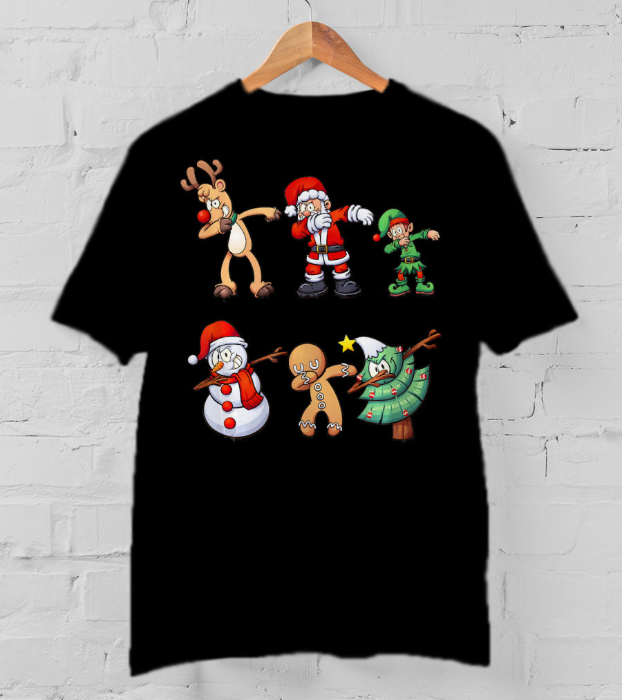 Christmas Dabbing Santa Reindeer Elf Snowman Gingerbread Tree T-Shirt