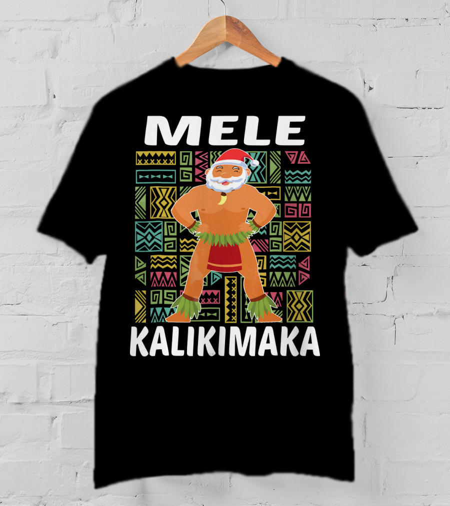 Mele Kalikimaka Hawaiian Santa On Beach Christmas T-Shirt