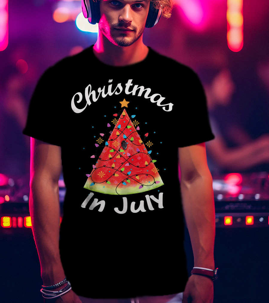 Christmas In July Watermelon Tree Lights T-Shirt
