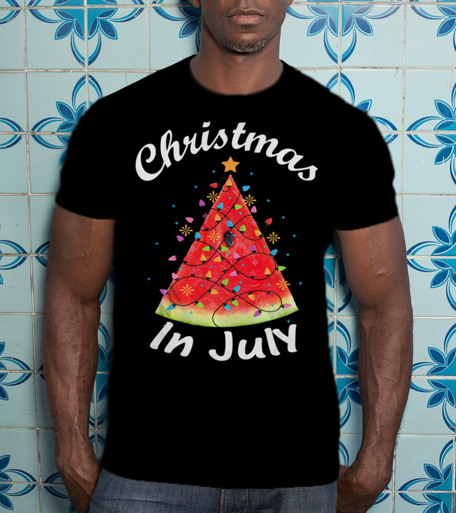 Christmas In July Watermelon Tree Lights T-Shirt