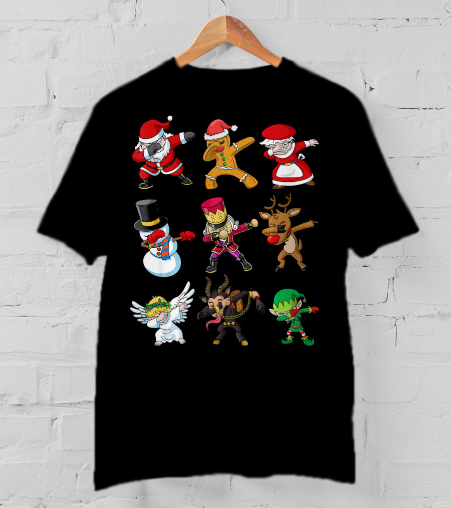 Christmas Dabbing Squad Santa Gingerbread Mrs. Claus Snowman Nutcracker Reindeer Angel Krampus Elf T-Shirt