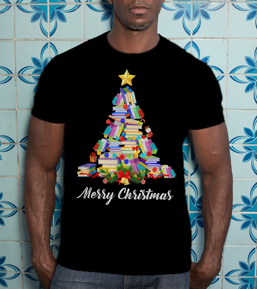 Merry Christmas Books Tree T-Shirt
