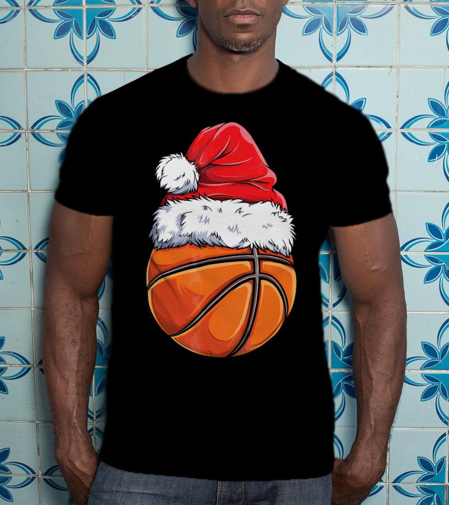 Basketball Santa Hat T-Shirt