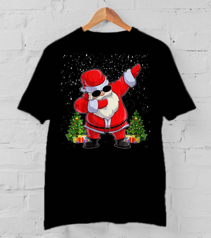 Dabbing Santa Christmas Holiday With Presents And Trees T-Shirt