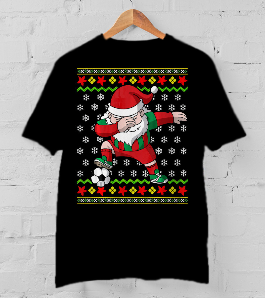 Santa Claus Dab Soccer Christmas Dabbing Ugly T-Shirt