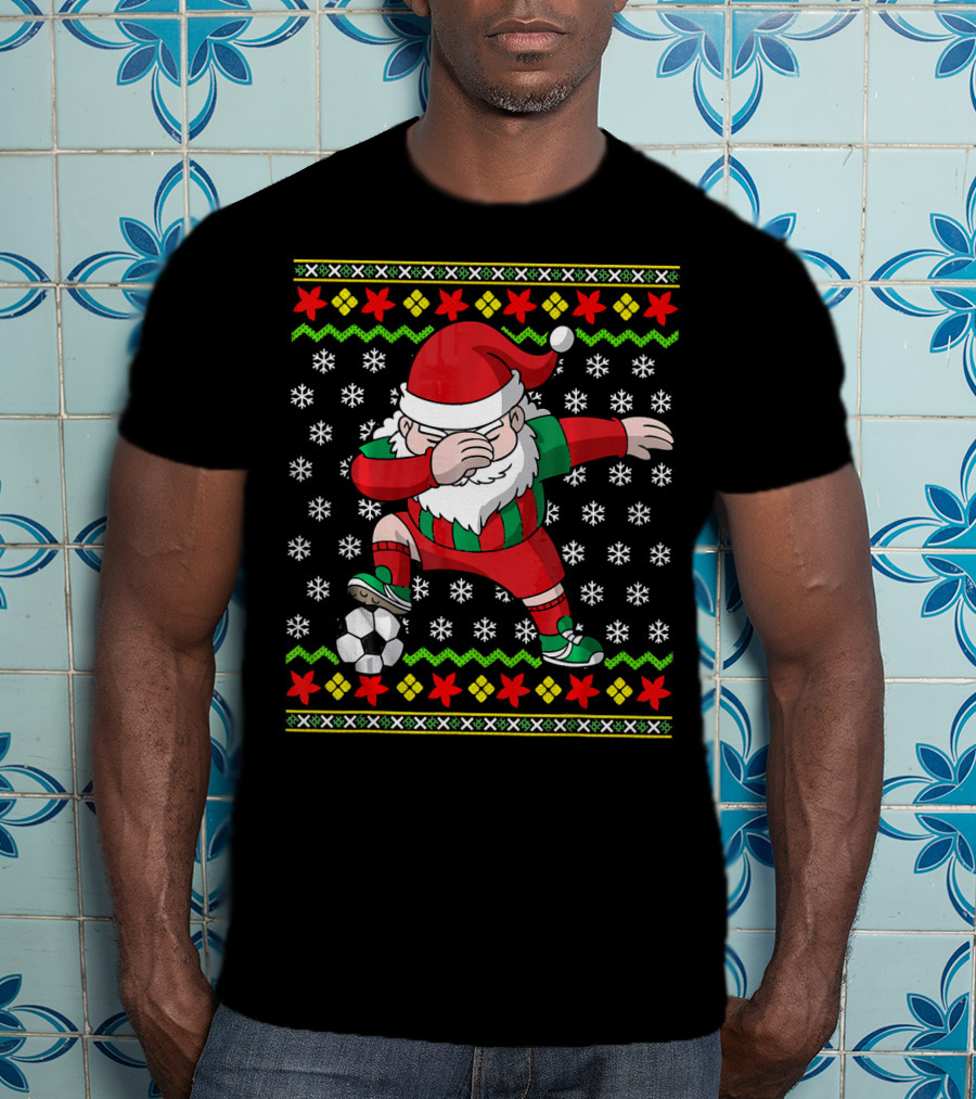 Santa Claus Dab Soccer Christmas Dabbing Ugly T-Shirt