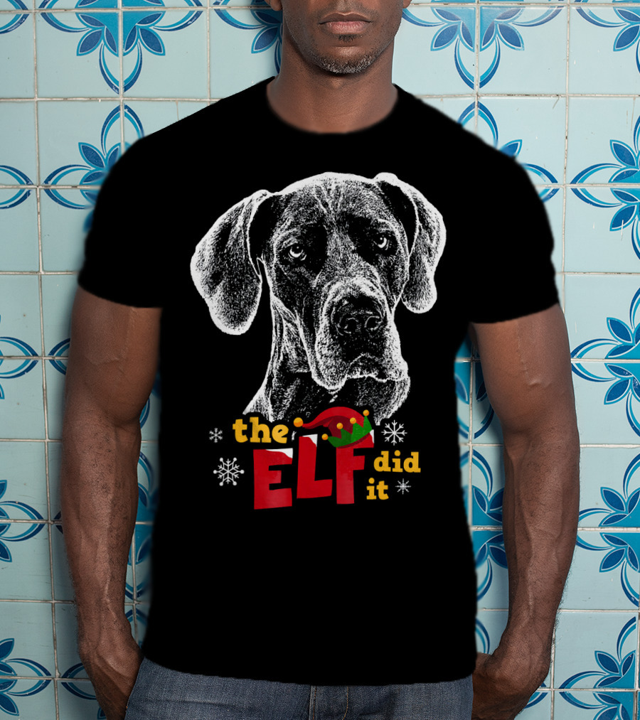 The Elf Did It Christmas Great Dane T-Shirt