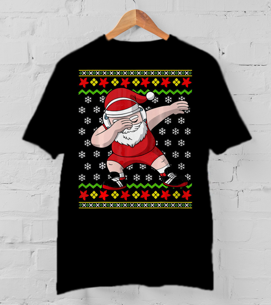 Wrestling Ugly Christmas Santa Dabbing Wrestler T-Shirt