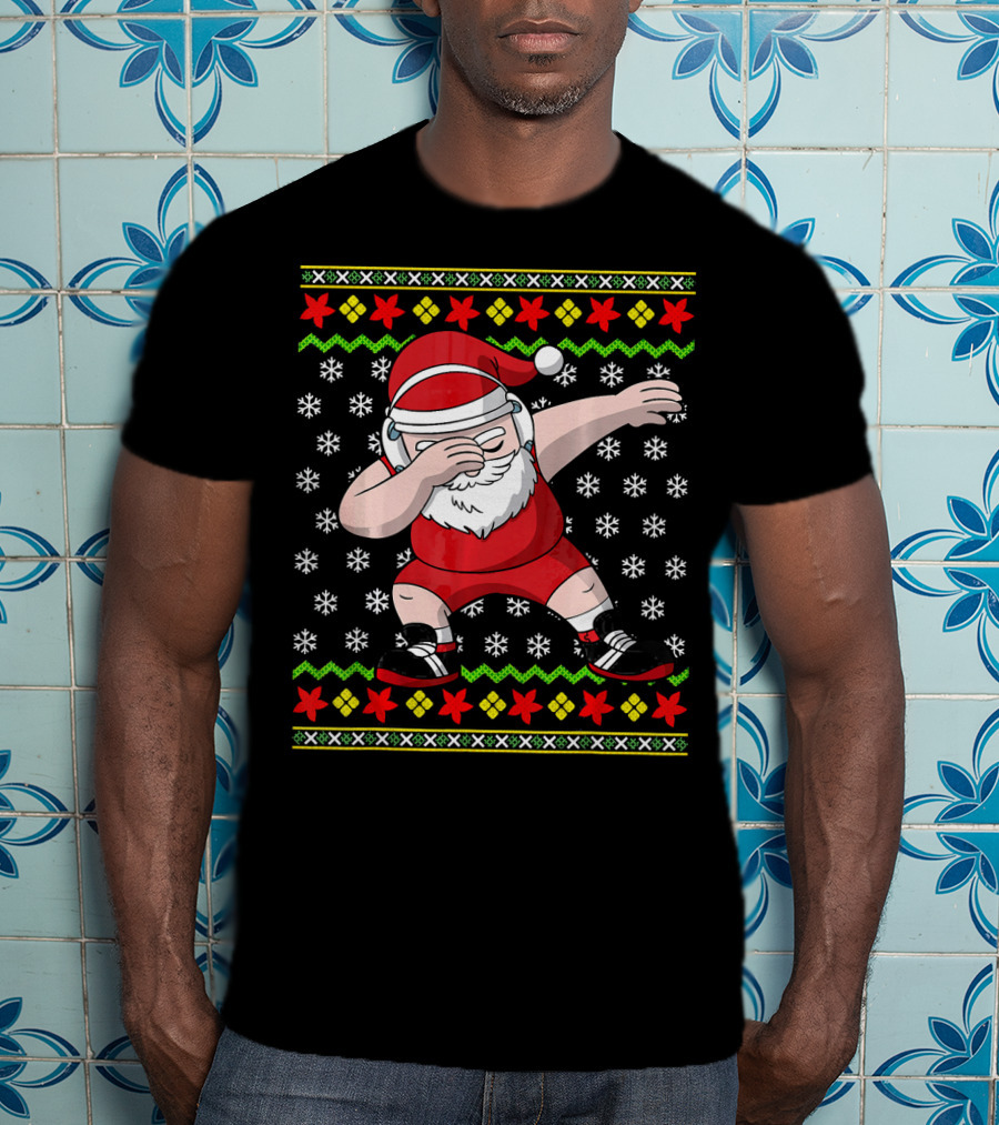 Wrestling Ugly Christmas Santa Dabbing Wrestler T-Shirt