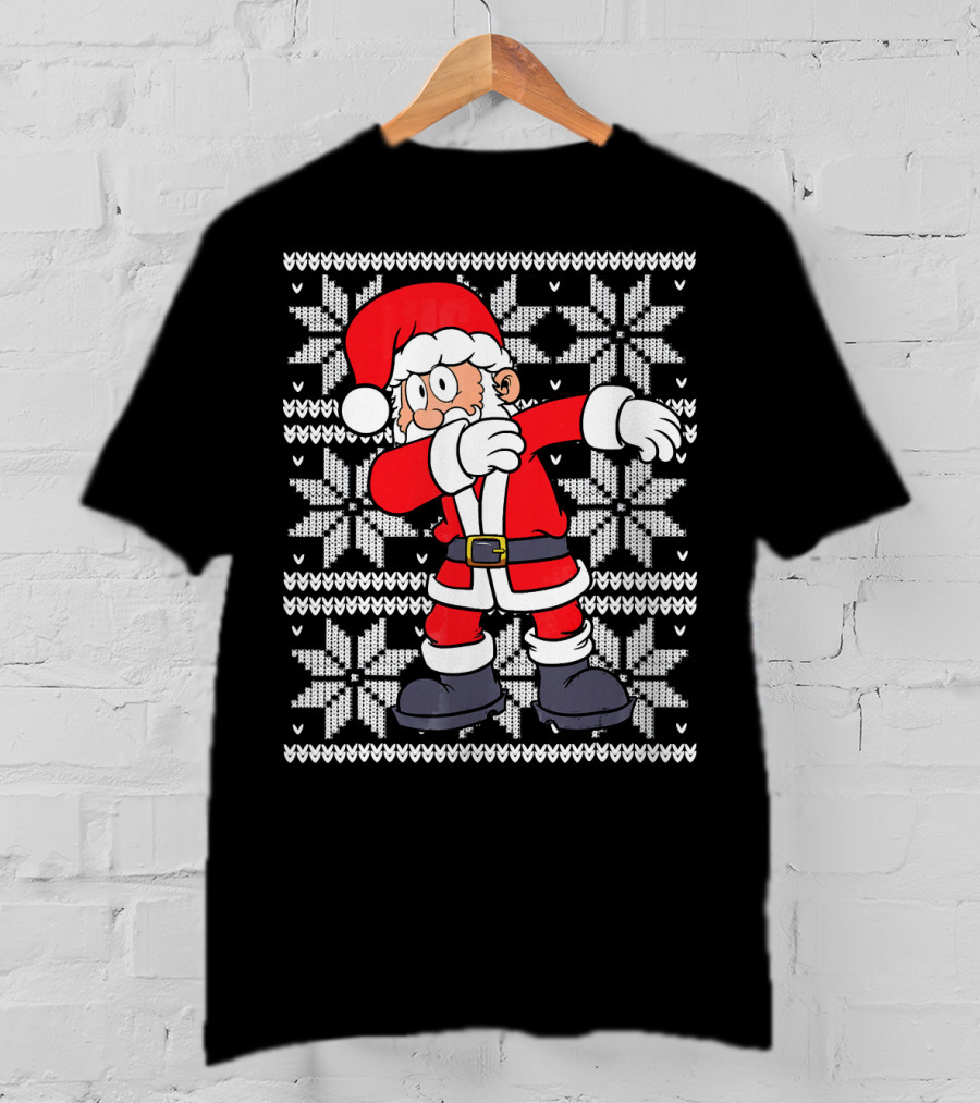 UGLY CHRISTMAS Dabbing Santa Dab Snowflake T-Shirt