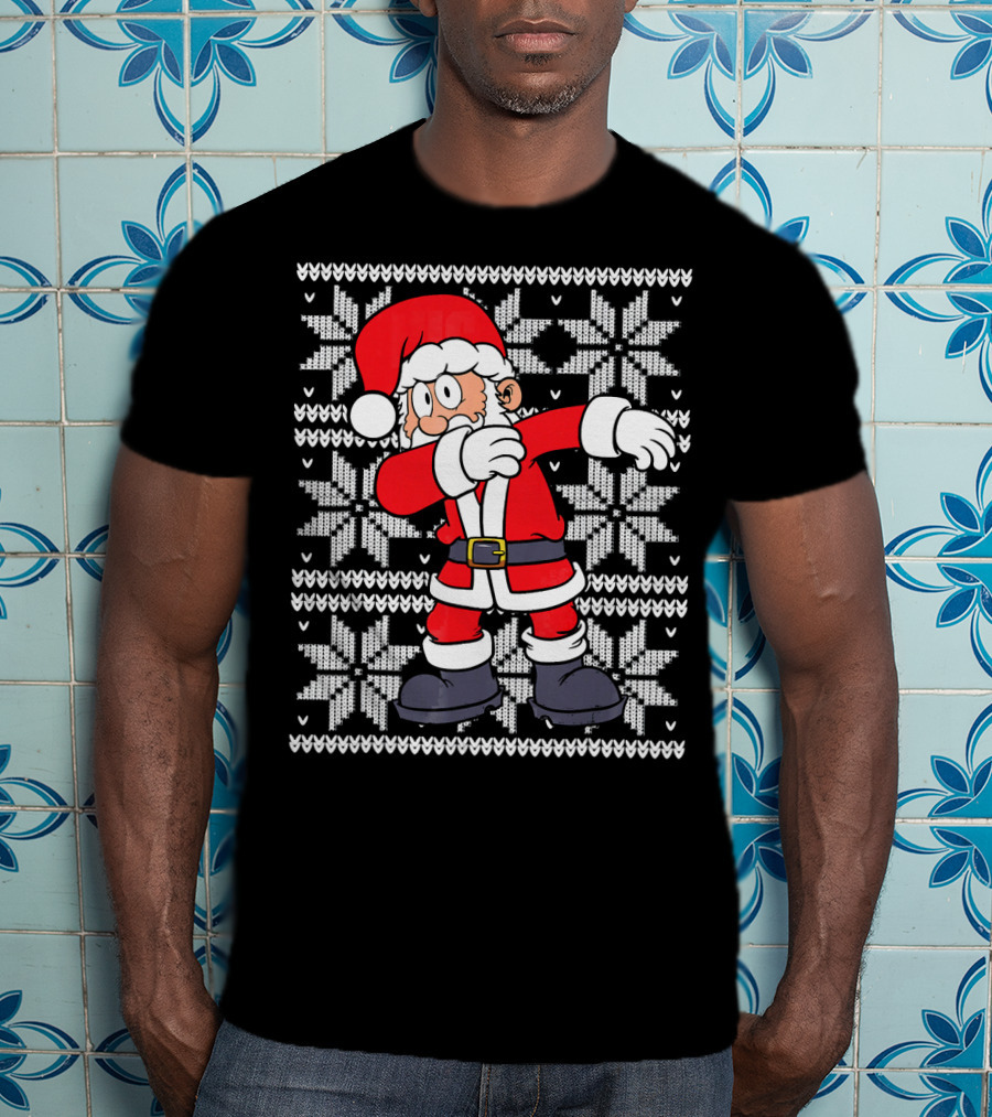 UGLY CHRISTMAS Dabbing Santa Dab Snowflake T-Shirt