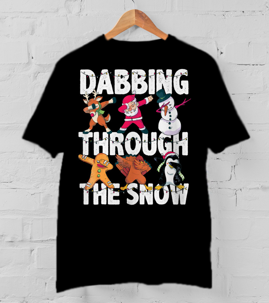 Dabbing Through The Snow Christmas Santa Friends Dabbing T-Shirt