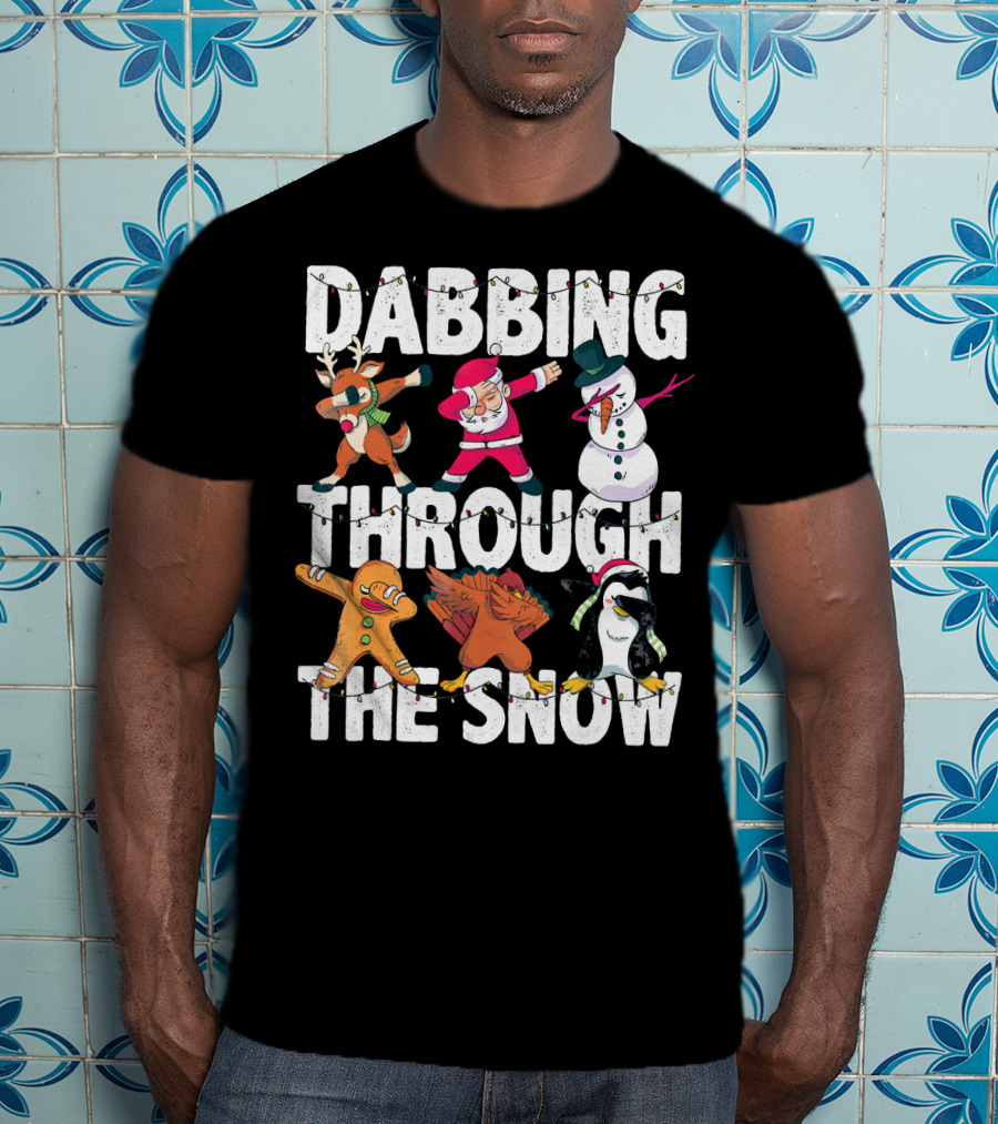 Dabbing Through The Snow Christmas Santa Friends Dabbing T-Shirt
