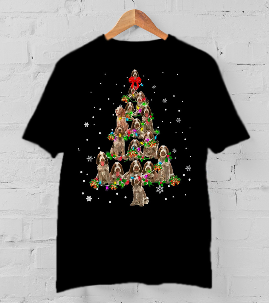 Spinone Italiano Dog Christmas Tree With Bows And Snowflakes T-Shirt