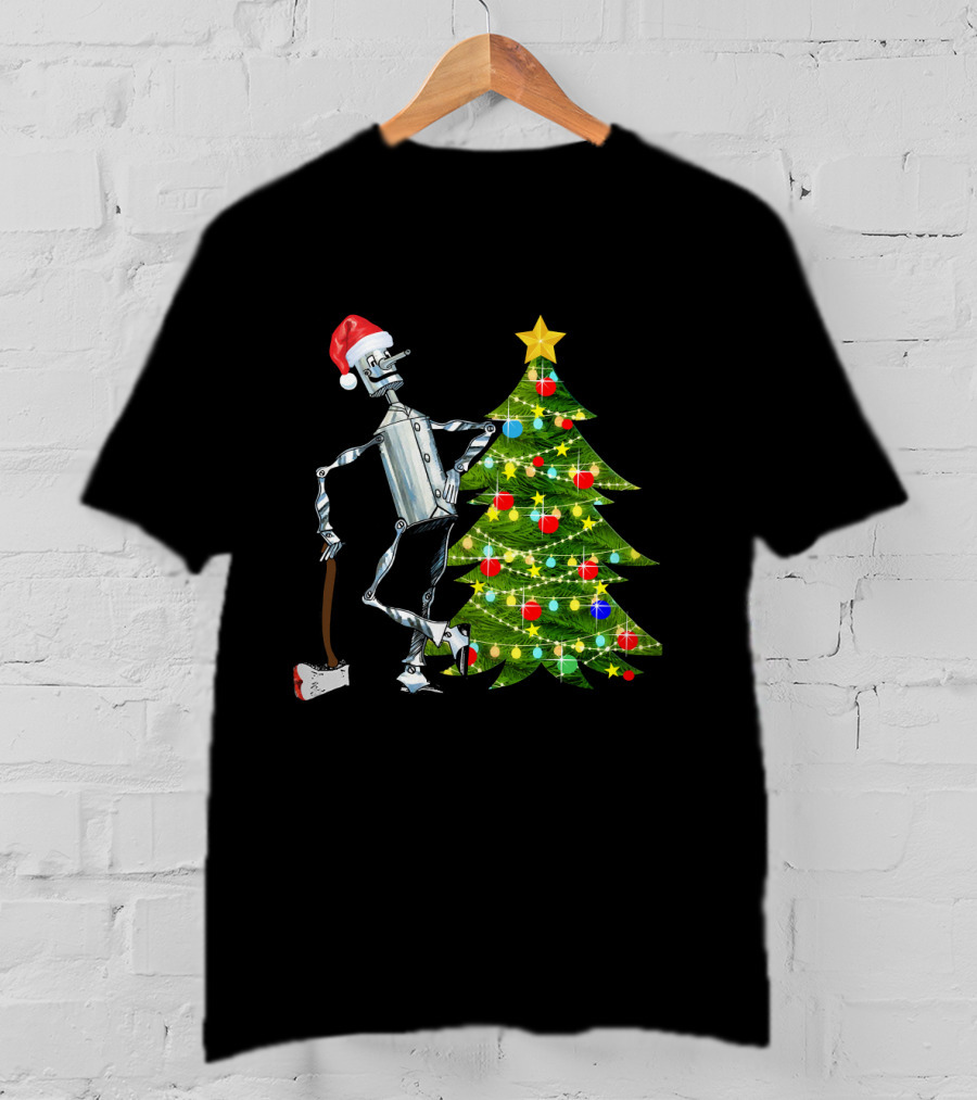 Tin Man Wizard Of Oz Santa Hat Christmas Tree T-Shirt