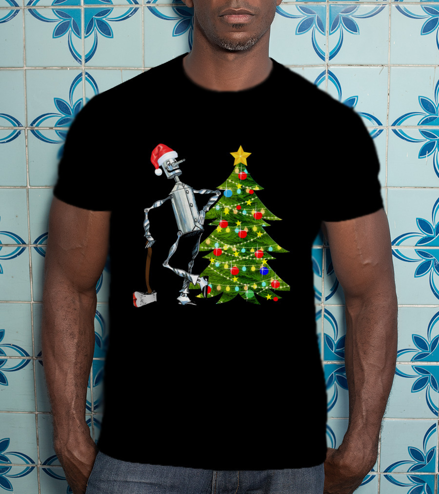 Tin Man Wizard Of Oz Santa Hat Christmas Tree T-Shirt