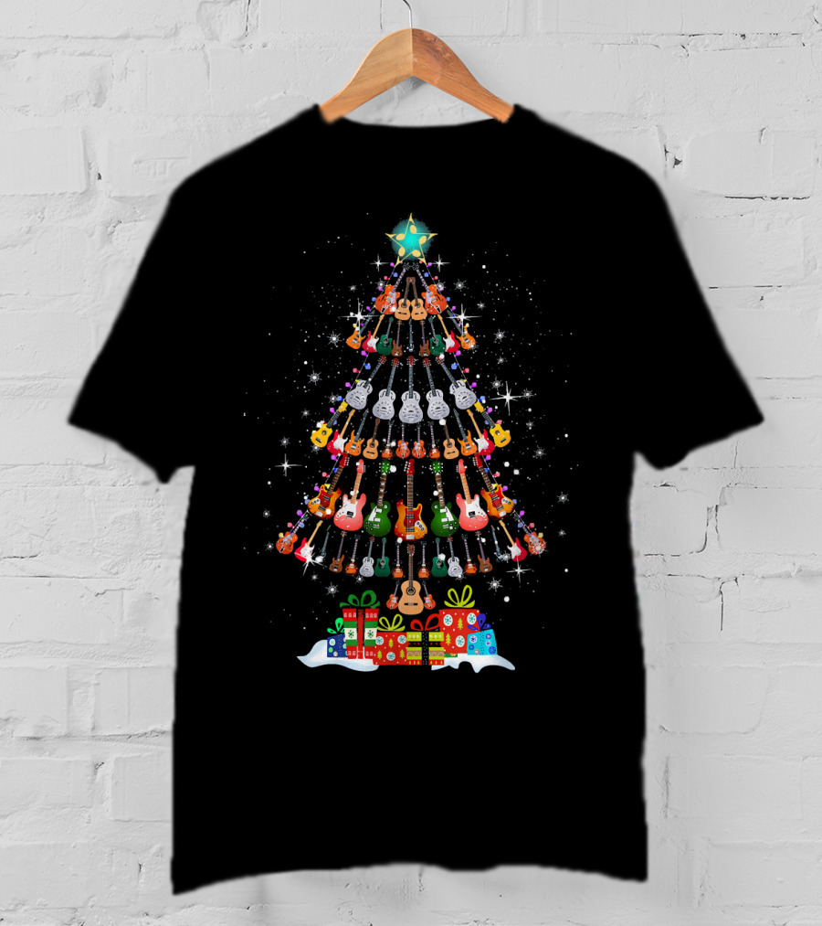 Guitar Christmas Tree Funny Merry Star Gifts T-Shirt