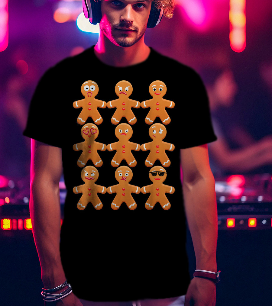 Cool Gingerbread Emojis Emoticon Faces Collection T-Shirt