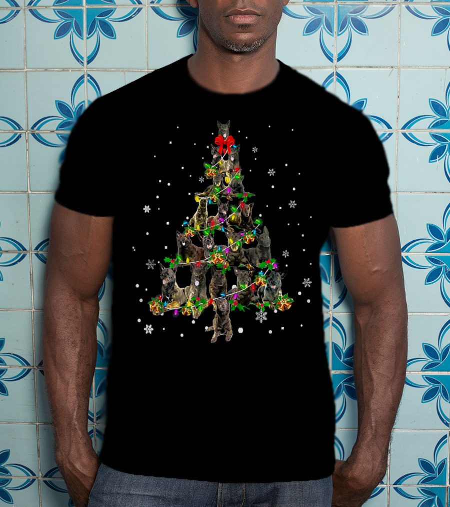 Cute Dutch Shepherd Dog Christmas Tree Festive Holiday Snowflakes T-Shirt