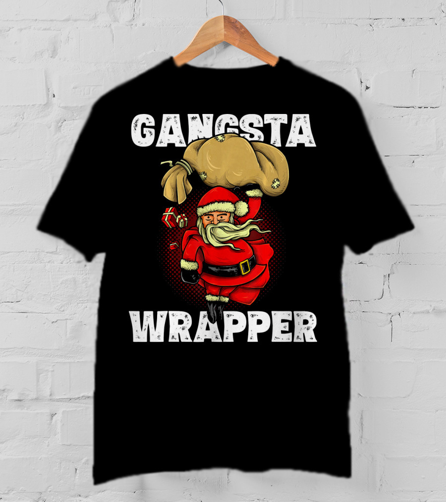 Gangsta Wrapper Santa With Sack And Gifts T-Shirt