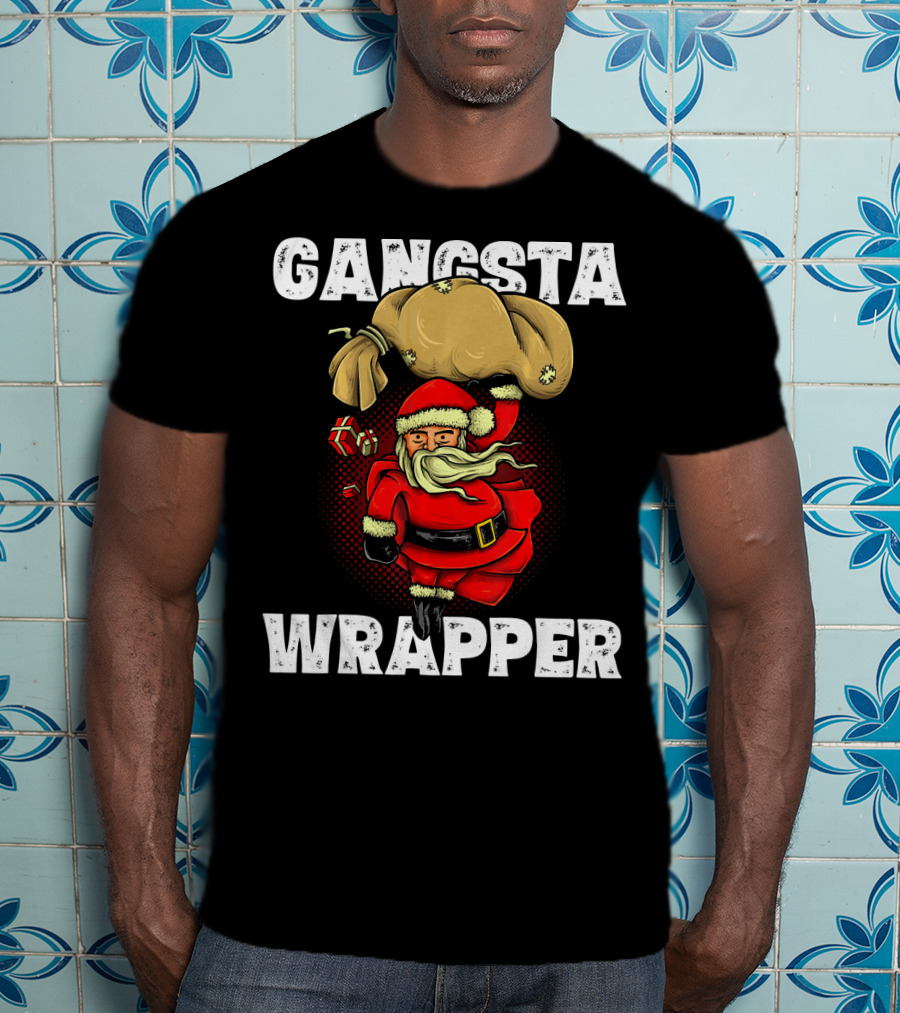 Gangsta Wrapper Santa With Sack And Gifts T-Shirt