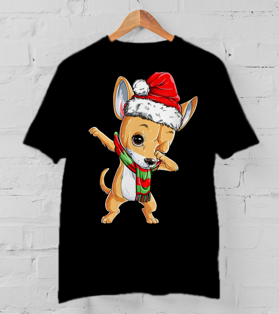 Chihuahua Santa Dabbing Christmas Scarf T-Shirt