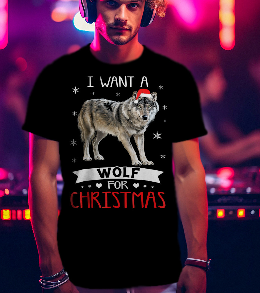 I Want A Wolf For Christmas T-Shirt