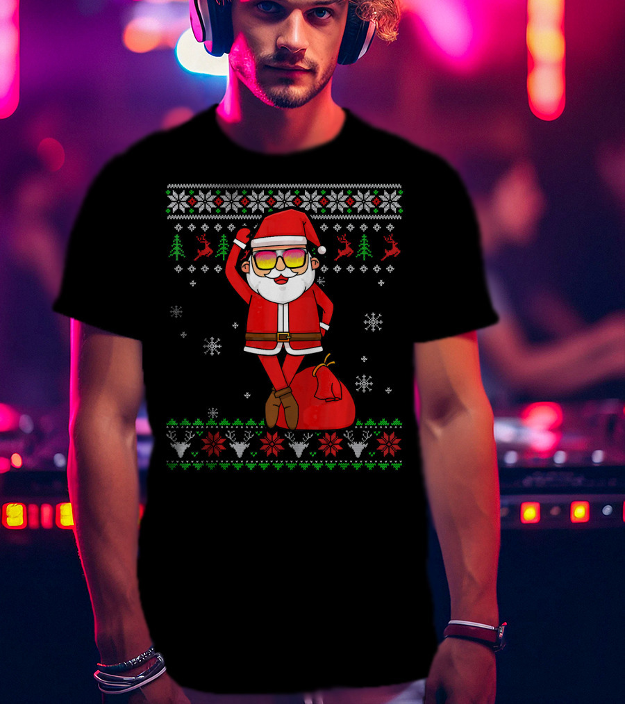 Ballet Lover Santa Claus Ballerina Christmas Snowflakes Reindeer Ugly T-Shirt